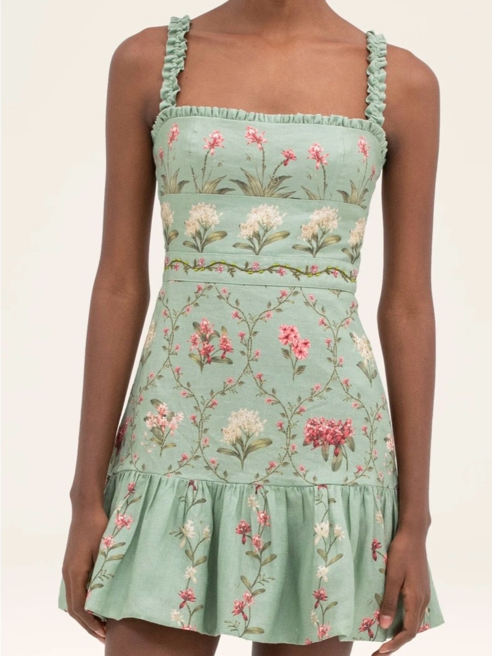 Agua by Agua Bendita Mint Green Floral Ruffle Mini Dress - Picture 4 of 7
